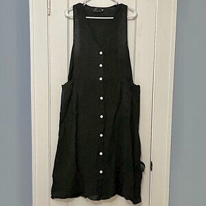 Fenini midi dress size XS full button oversized pockets sheer lagenlook black